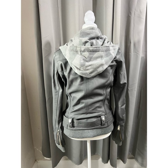 New IRO Intermix Gray Harper Leather With Camo Zip Biker Jacket 38 - Picture 15 of 15